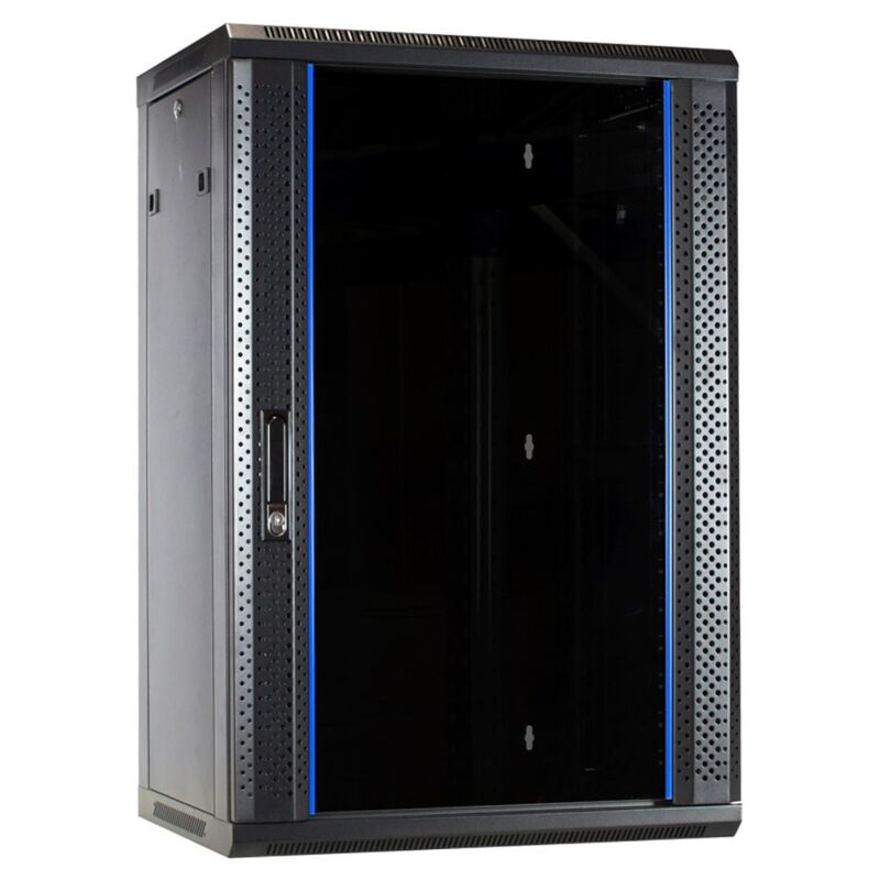 Armadio a muro 18U con anta in vetro 600x450x900mm (LxPxA)