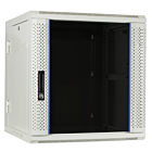 Armadio a muro bianco 12U (ribaltabile) con anta in vetro 600x600x635 mm (LxPxA)