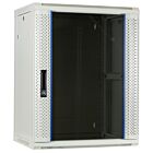 Armadio a muro bianco da 15U con anta in vetro, dimensioni 600x450x770 mm (LxPxA).