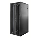 Armadio server 47U con doppie porte anteriori e posteriori perforate, dimensioni 800x1000x2200 mm (LxPxA).