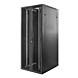 Armadio server 47U con doppie porte anteriori e posteriori perforate, dimensioni 800x800x2200 mm (LxPxA).