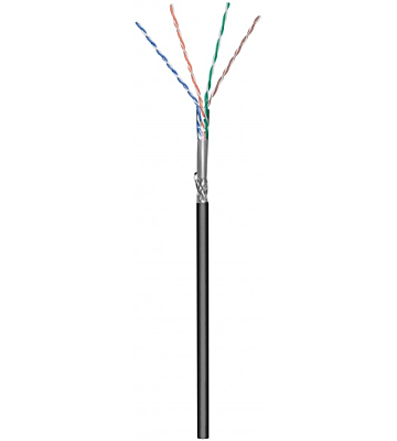 Cavo CAT6 SF/UTP da 100 m per esterni, flessibile, nero, su bobina CCA