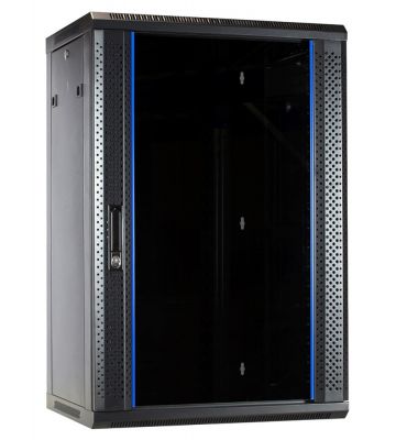 Armadio a muro 18U non assemblato con anta in vetro 600x450x900mm (LxPxA)