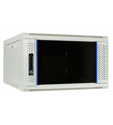Armadio a muro bianco 6U con anta in vetro 600x600x368 mm (LxPxA)