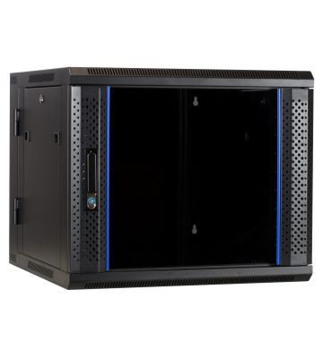 Armadio a muro 9U (ribaltabile) con anta in vetro 600x600x500mm (LxPxA)