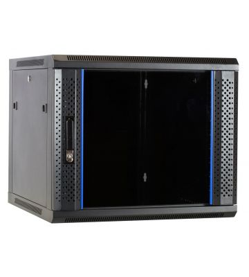 Armadio a muro 9U con anta in vetro 600x600x500mm (LxPxA)