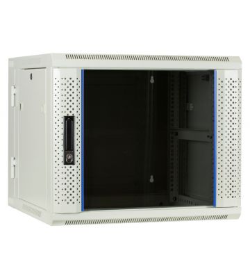Armadio a muro bianco 9U (ribaltabile) con anta in vetro 600x600x500mm (LxPxA)