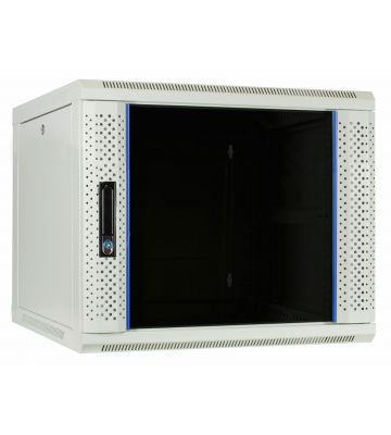 Armadio a muro bianco 9U con anta in vetro 600x600x500mm (LxPxA)