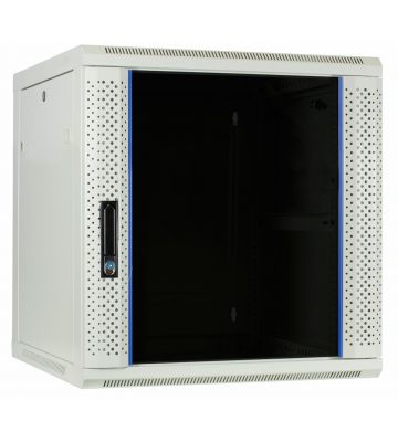 Armadio a muro bianco 12U con anta in vetro 600x600x635 mm (LxPxA)