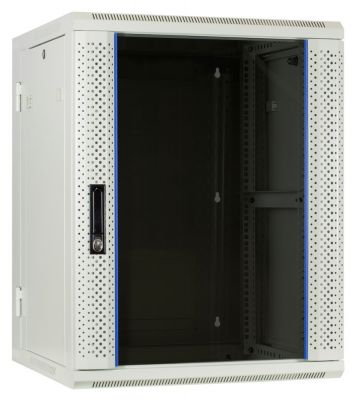 Armadio a muro bianco 15U (ribaltabile) con anta in vetro 600x600x770mm (LxPxA)