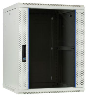 Armadio a muro bianco 15U con anta in vetro 600x600x770mm (LxPxA)