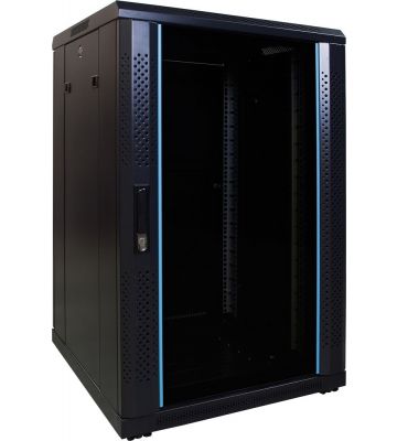 Armadio server 18U con porta in vetro 600x600x1000mm (LxPxA)