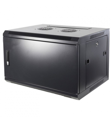 Armadio a muro 6U con anta in metallo, dimensioni 600x450x368 mm (LxPxA).