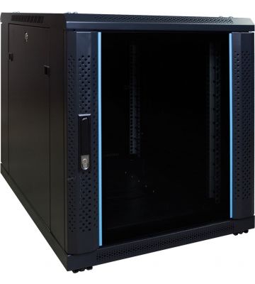 Armadio server mini 12U con anta in vetro, dimensioni 600x800x720 mm (LxPxA).