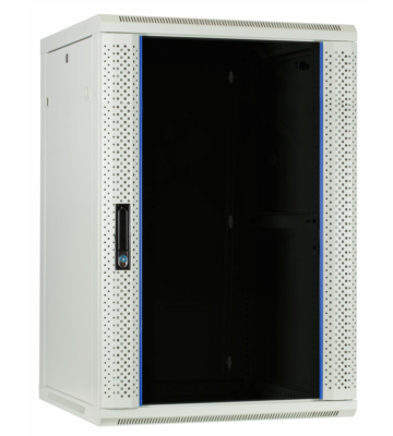 Armadio a muro bianco da 22U con anta in vetro, dimensioni 600x600x1100 mm (LxPxA).