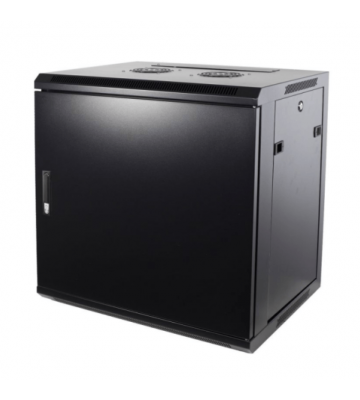 Armadio a muro 9U con anta in metallo, dimensioni 600x450x500 mm (LxPxA).