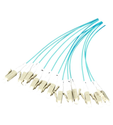 Cavo di collegamento in fibra di vetro OM3 turchese LC - 12 pezzi