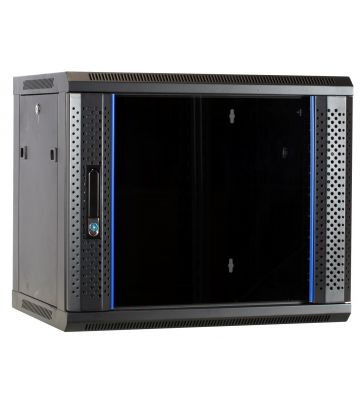 Armadio a muro 9U non assemblato con anta in vetro 600x450x500mm (LxPxA)