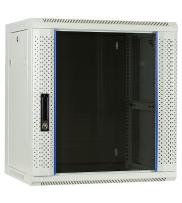 Armadio a muro bianco 12U con anta in vetro 600x450x635 mm (LxPxA)