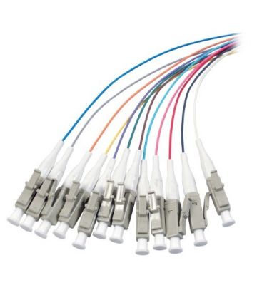 Set di 12 pezzi di cavi di collegamento colorati in fibra di vetro OM3 LC.