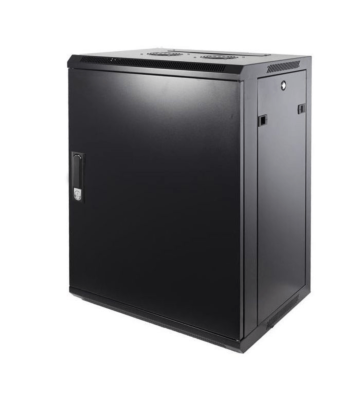 Armadio a muro 12U con anta in metallo, dimensioni 600x450x635 mm (LxPxA).