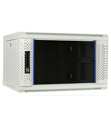 Armadio a muro bianco 6U con anta in vetro 600x450x368mm (LxPxA)