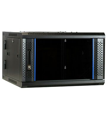Armadio a muro 6U (ribaltabile) con anta in vetro 600x600x368 mm (LxPxA)