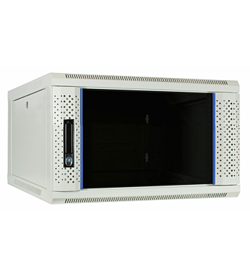 Armadio a muro bianco 6U con anta in vetro 600x600x368 mm (LxPxA)
