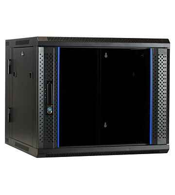 Armadio a muro 9U (ribaltabile) con anta in vetro 600x600x500mm (LxPxA)