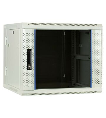 Armadio a muro bianco 9U (ribaltabile) con anta in vetro 600x600x500mm (LxPxA)