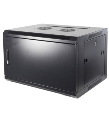 Armadio a muro 6U con anta in metallo, dimensioni 600x450x368 mm (LxPxA).