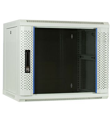Armadio a muro bianco 9U con anta in vetro 600x450x500mm (LxPxA)