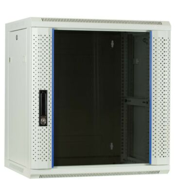 Armadio a muro bianco 12U con anta in vetro 600x450x635 mm (LxPxA)