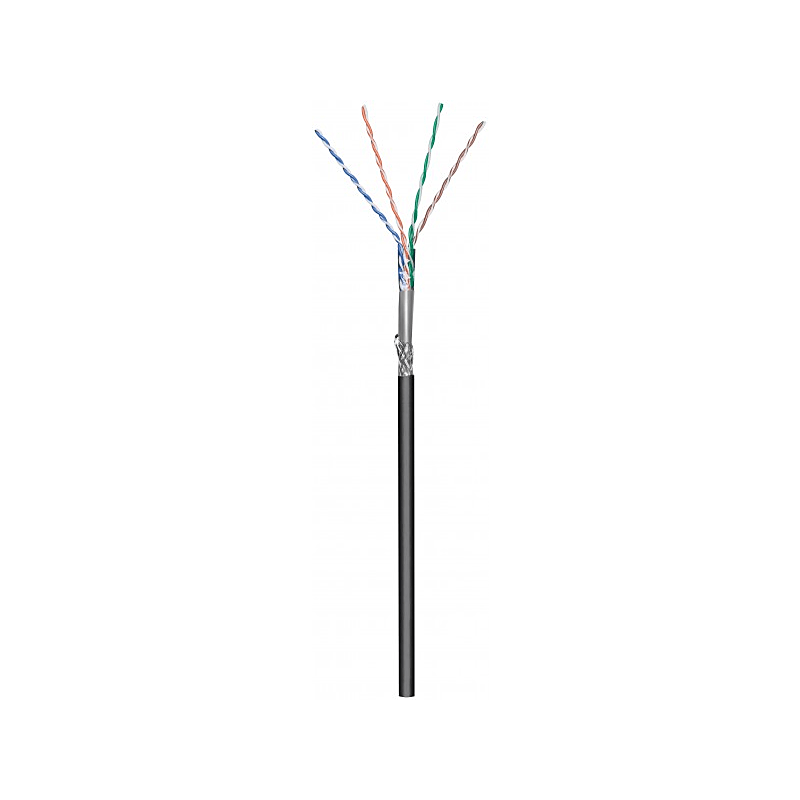 Cavo CAT6 S/FTP per esterni da 305 m su bobina rigida nera CCA
