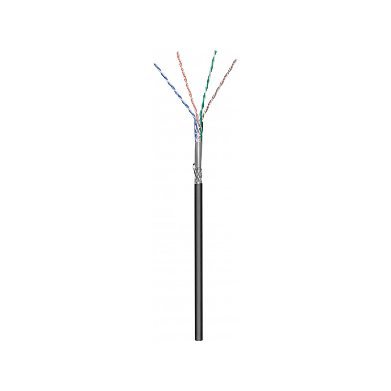 Cavo CAT6 S/FTP da 100 m per esterni, flessibile, nero, su bobina CCA