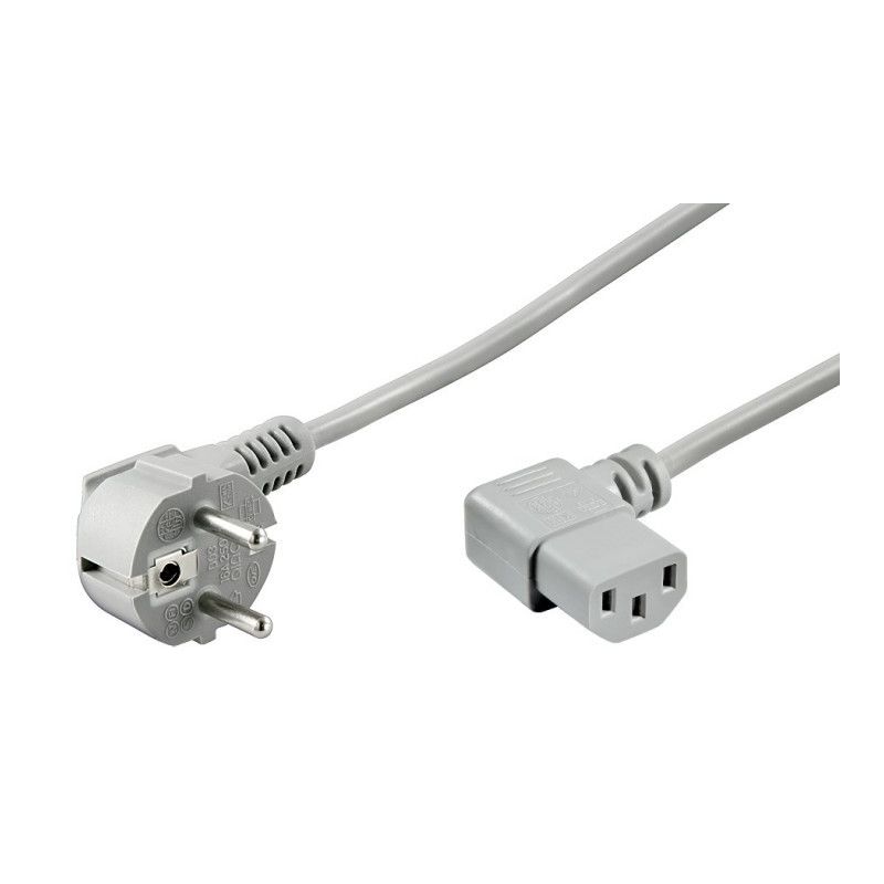 Cavo di alimentazione angolato Schuko-C13, 2 m, grigio