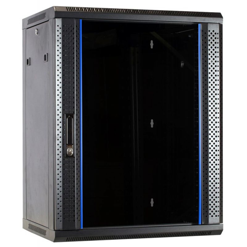 Armadio a muro 15U con anta in vetro 600x450x770mm (LxPxA)