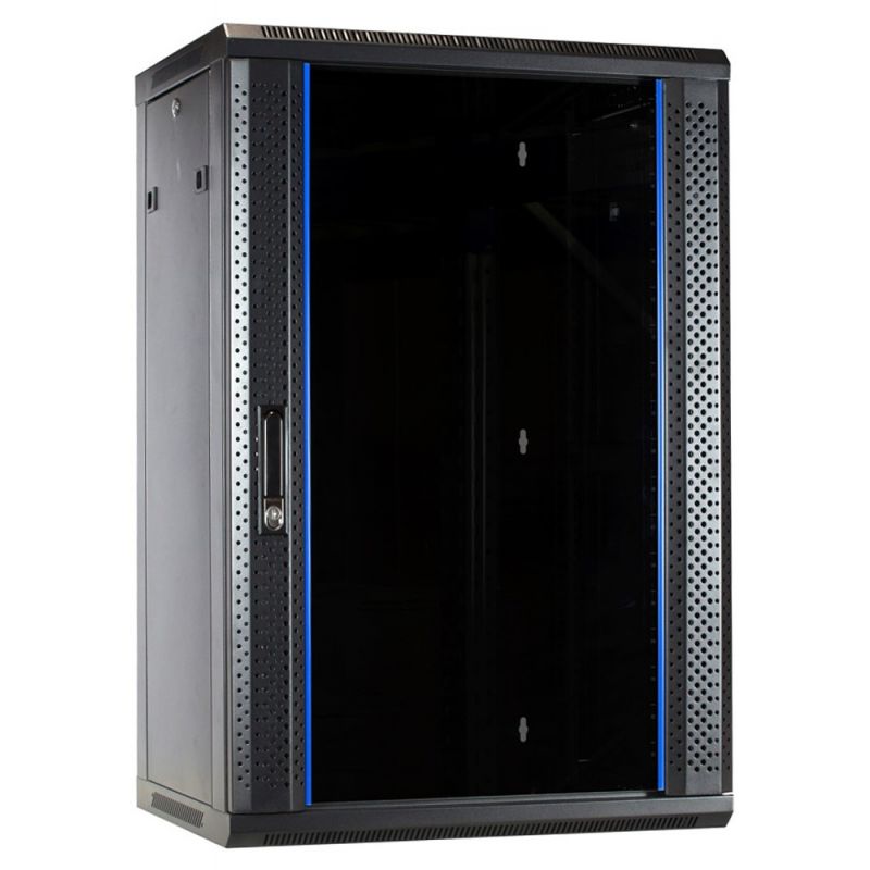 Armadio a muro 18U con anta in vetro 600x450x900mm (LxPxA)