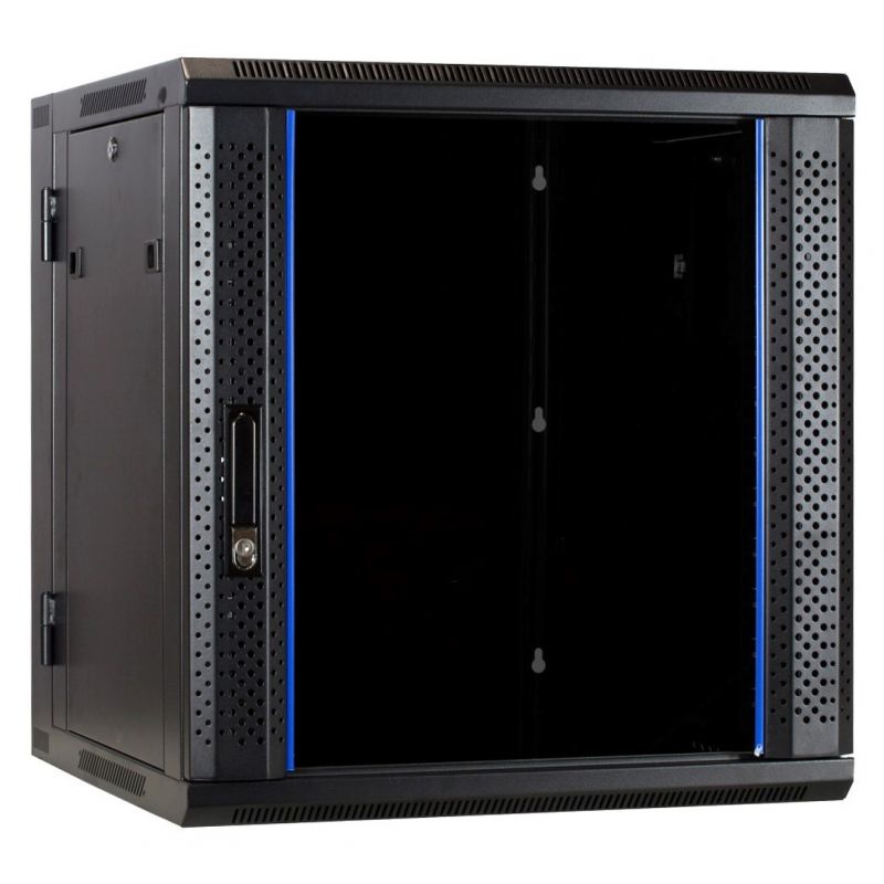 Armadio a muro 12U (inclinabile) con anta in vetro 600x600x635 mm (LxPxA)