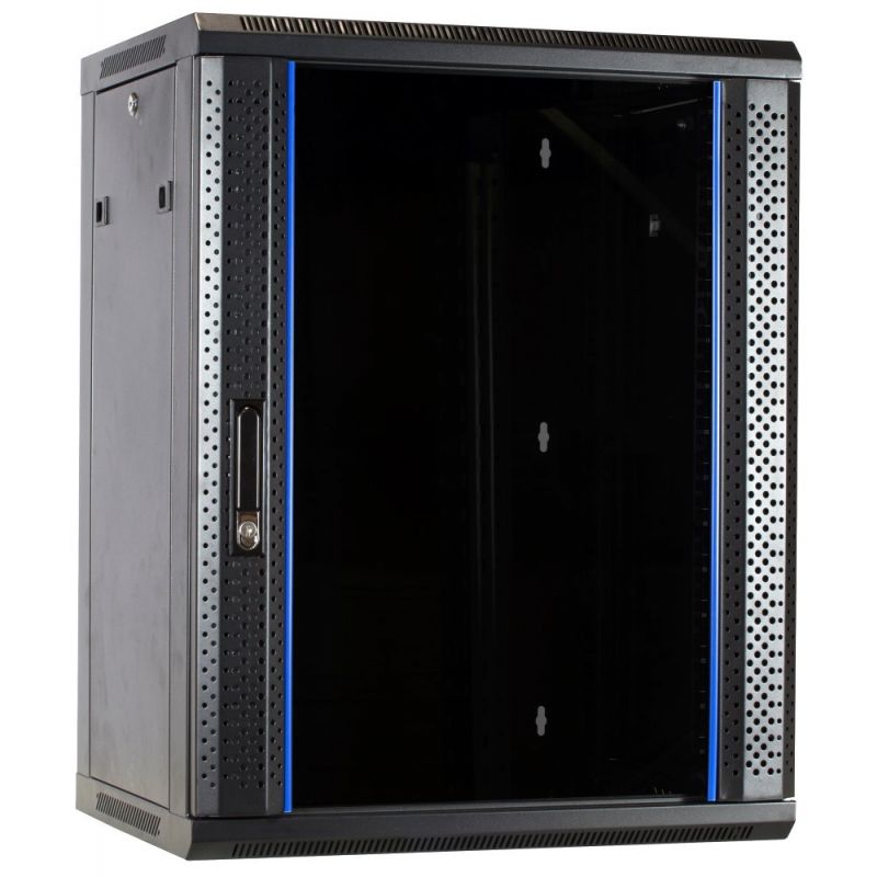Armadio a muro 15U non assemblato con anta in vetro 600x600x770mm (LxPxA)