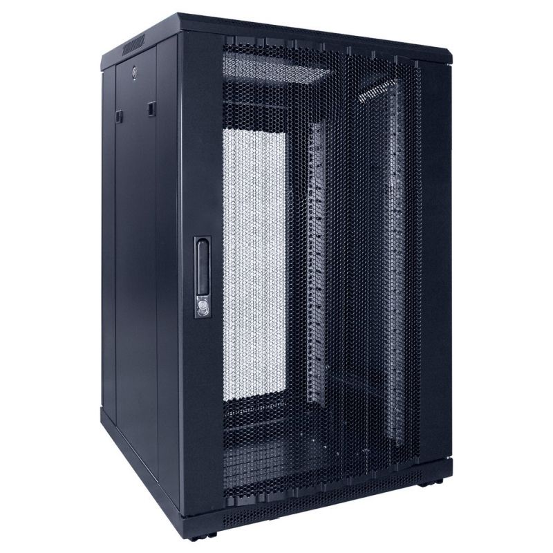 Armadio server 18U con sportello perforato 600x600x1000mm (LxPxA)