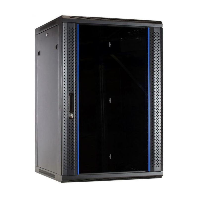 Armadio a muro 22U con anta in vetro 600x600x1100mm (LxPxA)