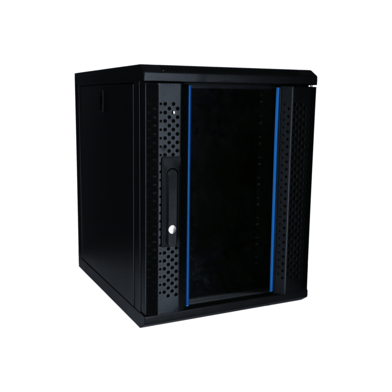 Armadio server 9U da 10 pollici con anta in vetro, dimensioni 370x450x486 mm (LxPxA)