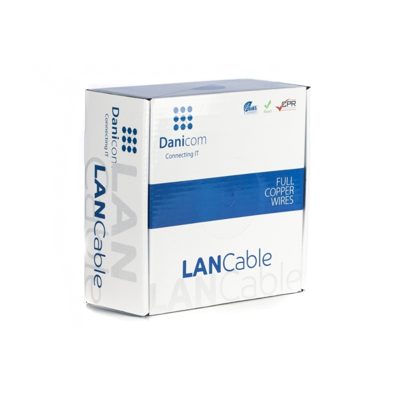 Cavo flessibile DANICOM CAT6A U/UTP da 100 m in rotolo - PVC (Fca)