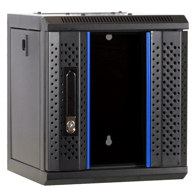 Armadio server 4U da 10 pollici con sportello in vetro, dimensioni 312x310x264 mm (LxPxA).