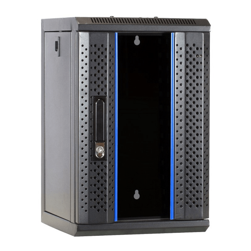 Armadio server 9U da 10 pollici con anta in vetro, dimensioni 312x310x486 mm (LxPxA)