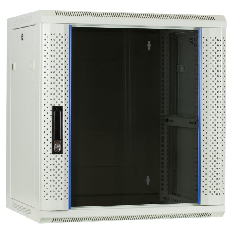 Armadio a muro bianco 12U con anta in vetro 600x450x635 mm (LxPxA)