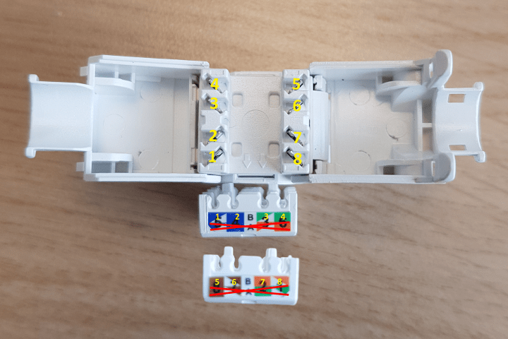 Sequenza dei colori del connettore Keystone UTP Cat6a
